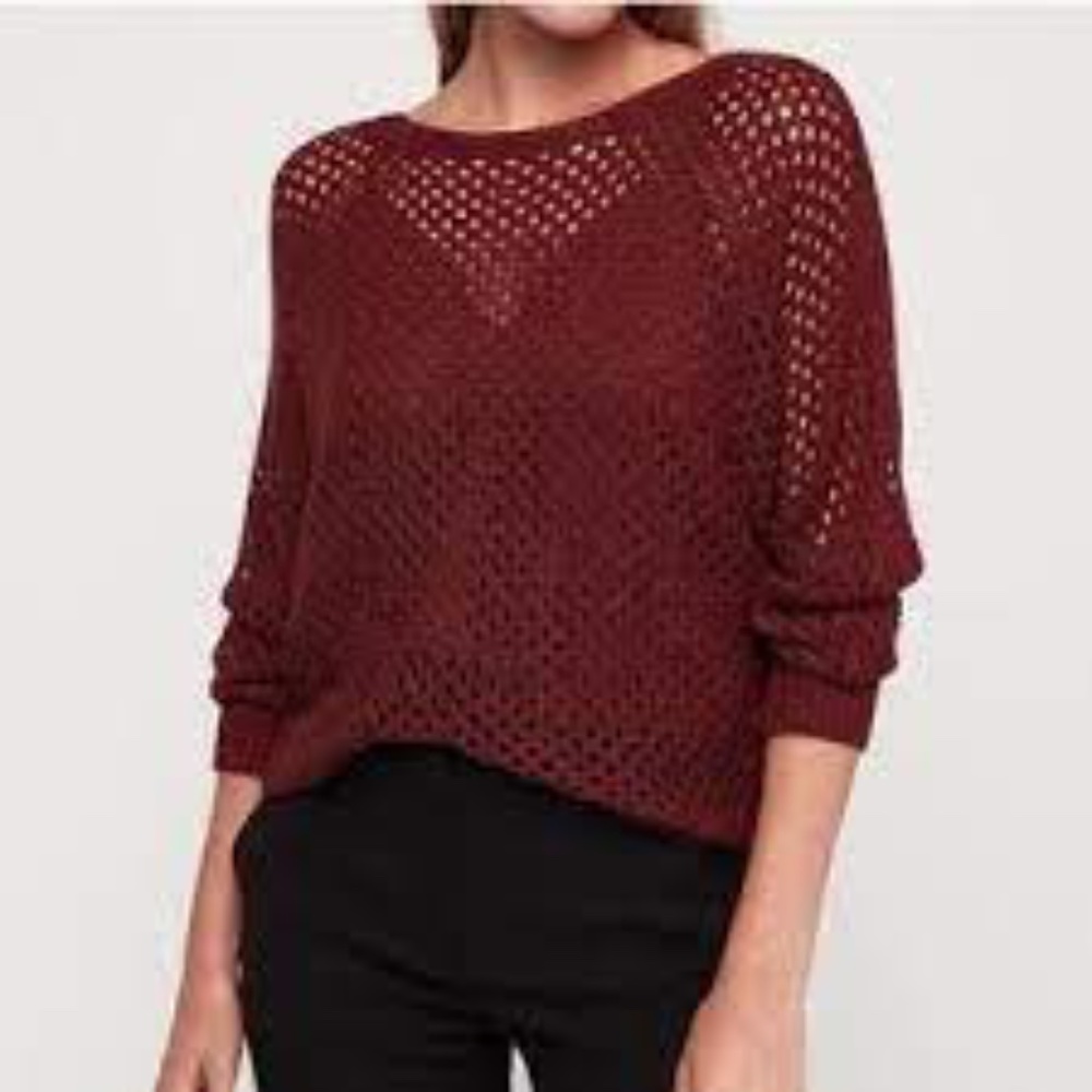Express burgundy crocheted sweater